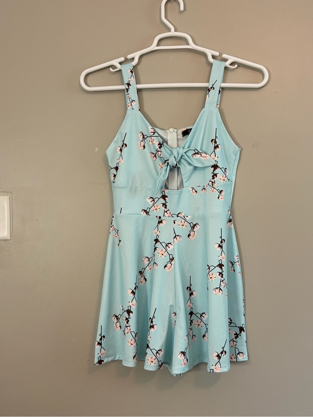 CBR Light Blue Floral Tie-Front Romper